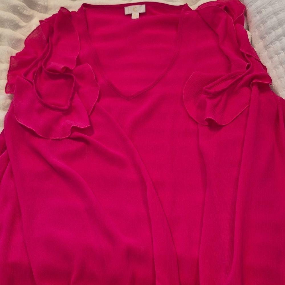 Fuchsia Ruffle Blouse - Picture 2 of 3